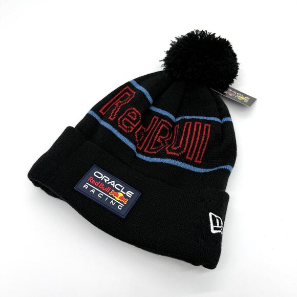 Oracle Red Bull Racing F1 Beanie Pom Hat New Era Blue One Size Fit All Y2K NWT - Picture 5 of 5